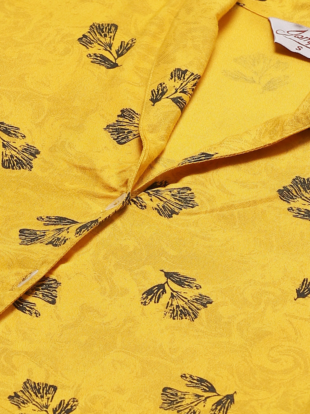 Jompers Women Yellow & Black Floral Printed A-Line Kurta