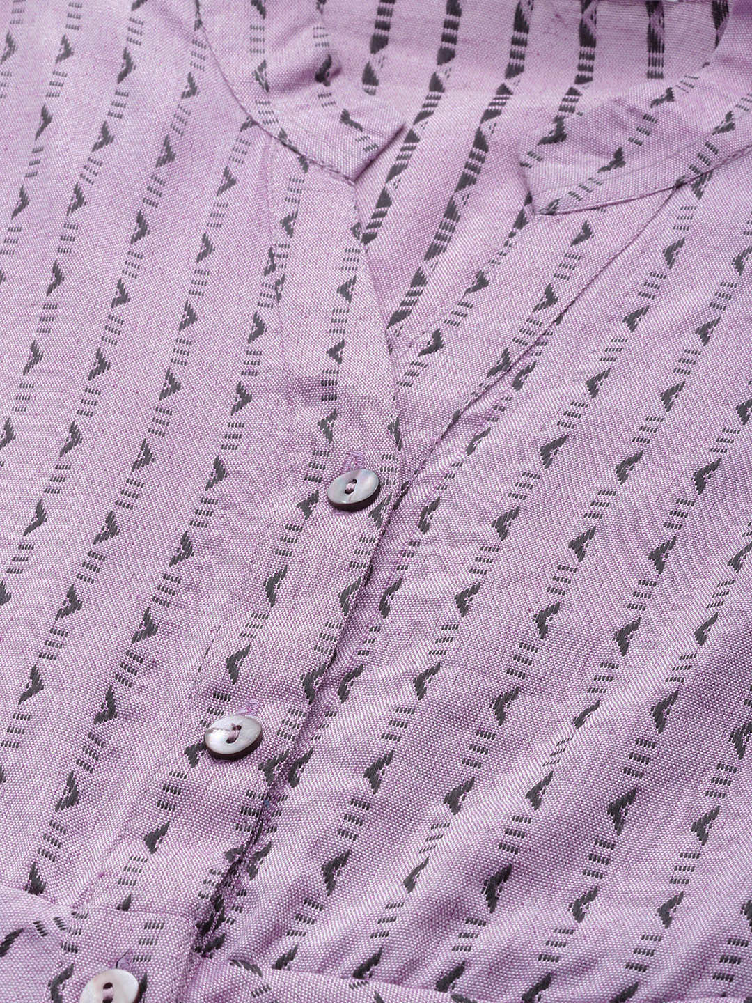Jompers Women Purple & Black Woven Design Jacquard A-Line Kurta