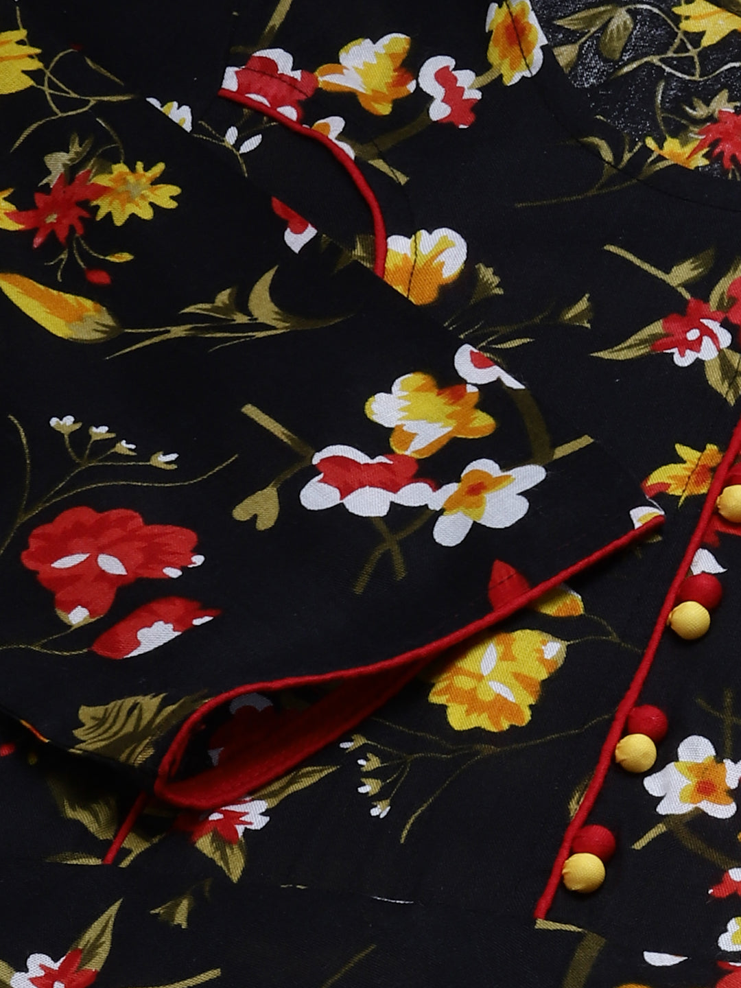 Jompers Women Black & Red Floral Printed Floral Anarkali Kurta