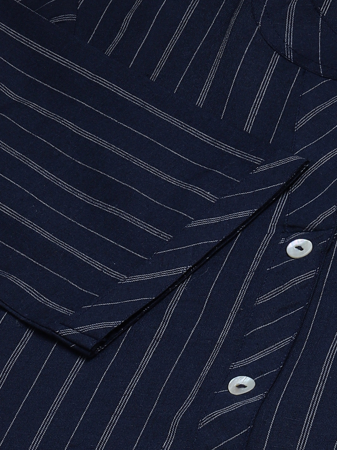 Jompers Women Navy Blue & White Striped Indigo Fusion Kurta
