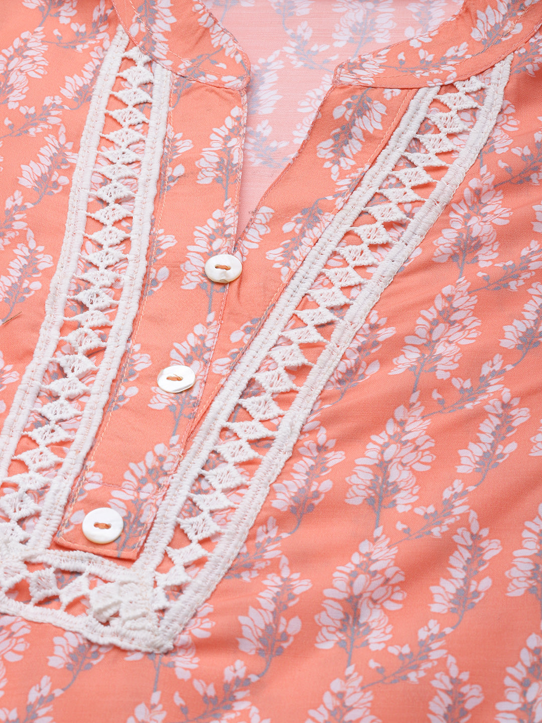 Jompers Women Orange & Off White Ethnic Motifs Printed Kurta