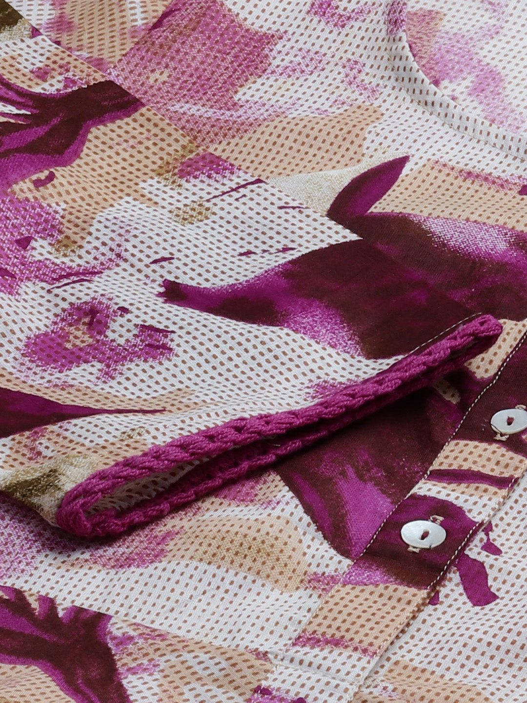 Jompers Women Off White & Purple Floral Printed Floral Anarkali Kurta