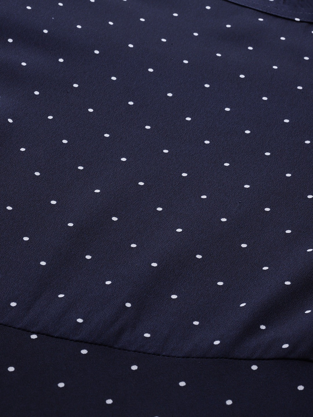Jompers Women Navy Blue & White Polka Dots Print Bell Sleeves Anarkali Kurta
