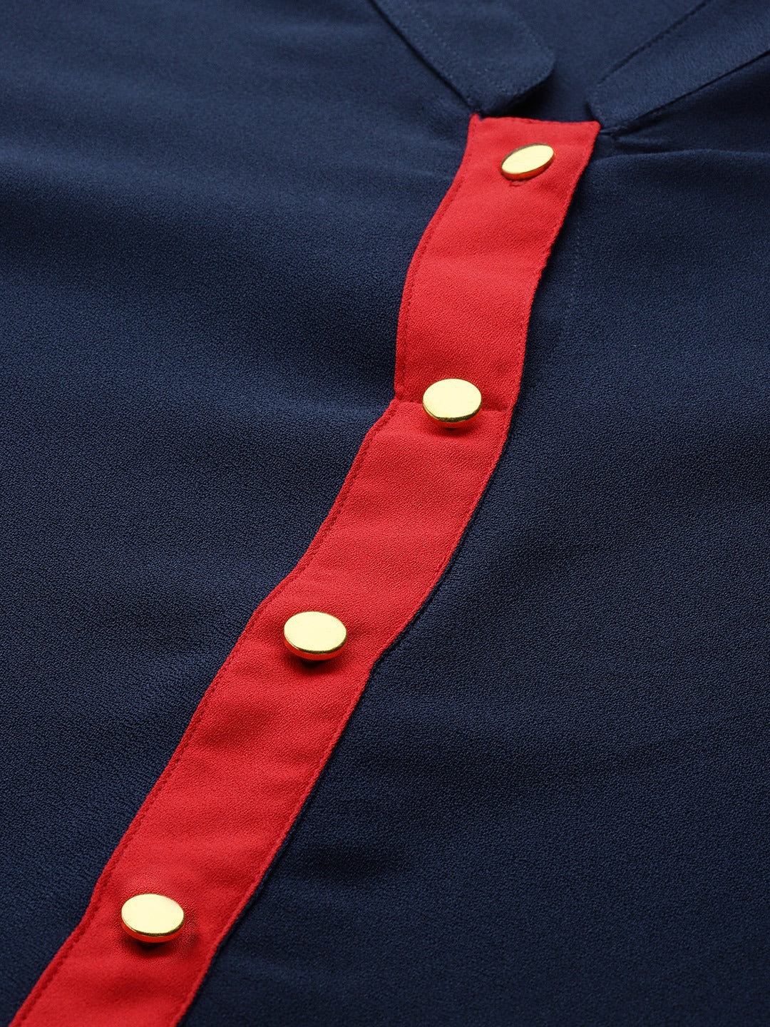 Jompers Women Navy Blue & Red Solid A-line Kurta