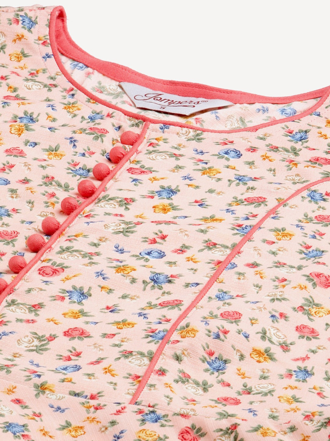 Jompers Women Orange & Blue Floral Printed Floral Kurta