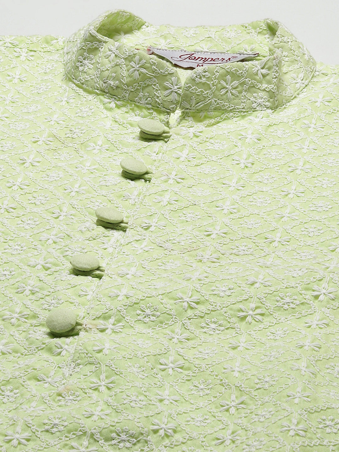 Jompers Men's Green Embroidered Kurta Payjama Sets 