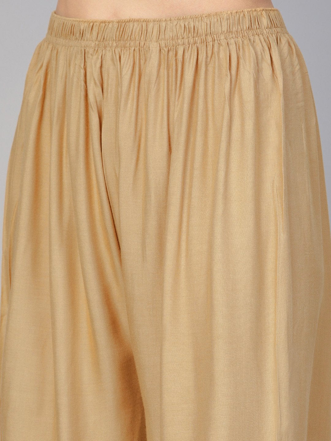 Jompers Women Beige Solid Straight Palazzos