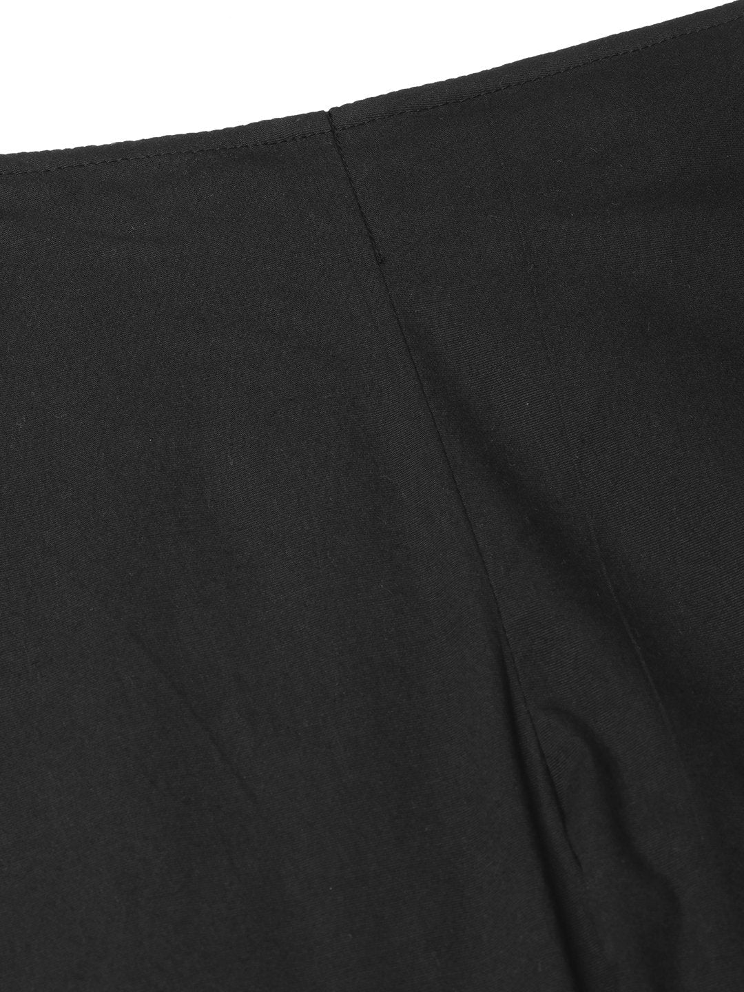 Jompers Women Black Smart Slim Fit Solid Bottom Flared Trousers