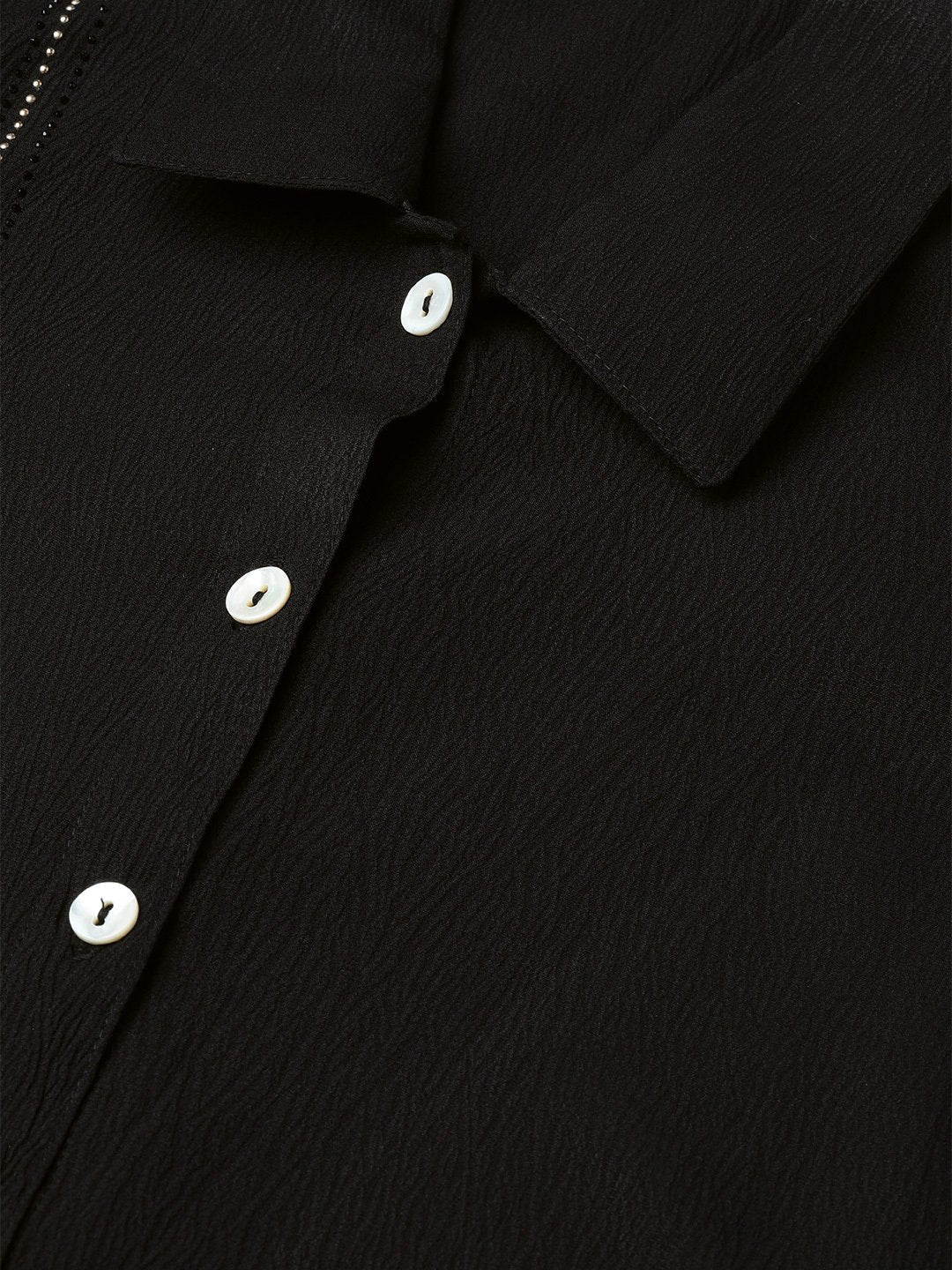 Jompers Women Black Regular Fit Crinkled Effect Casual Shirt
