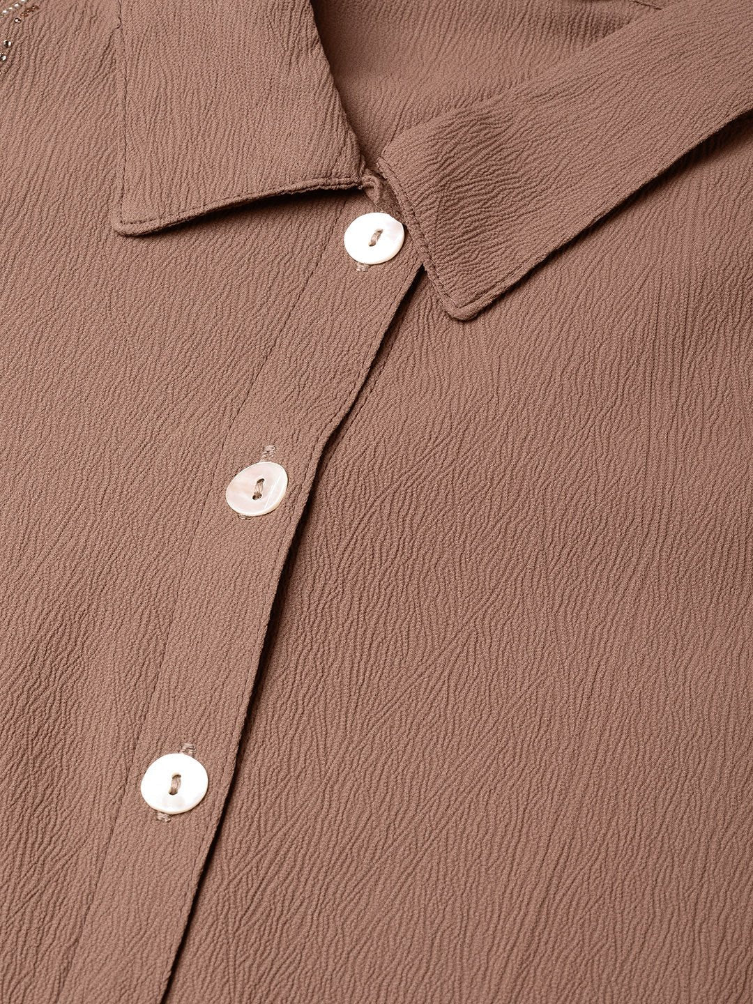 Jompers Women Brown Regular Fit Crinkled Effect Casual Shirt