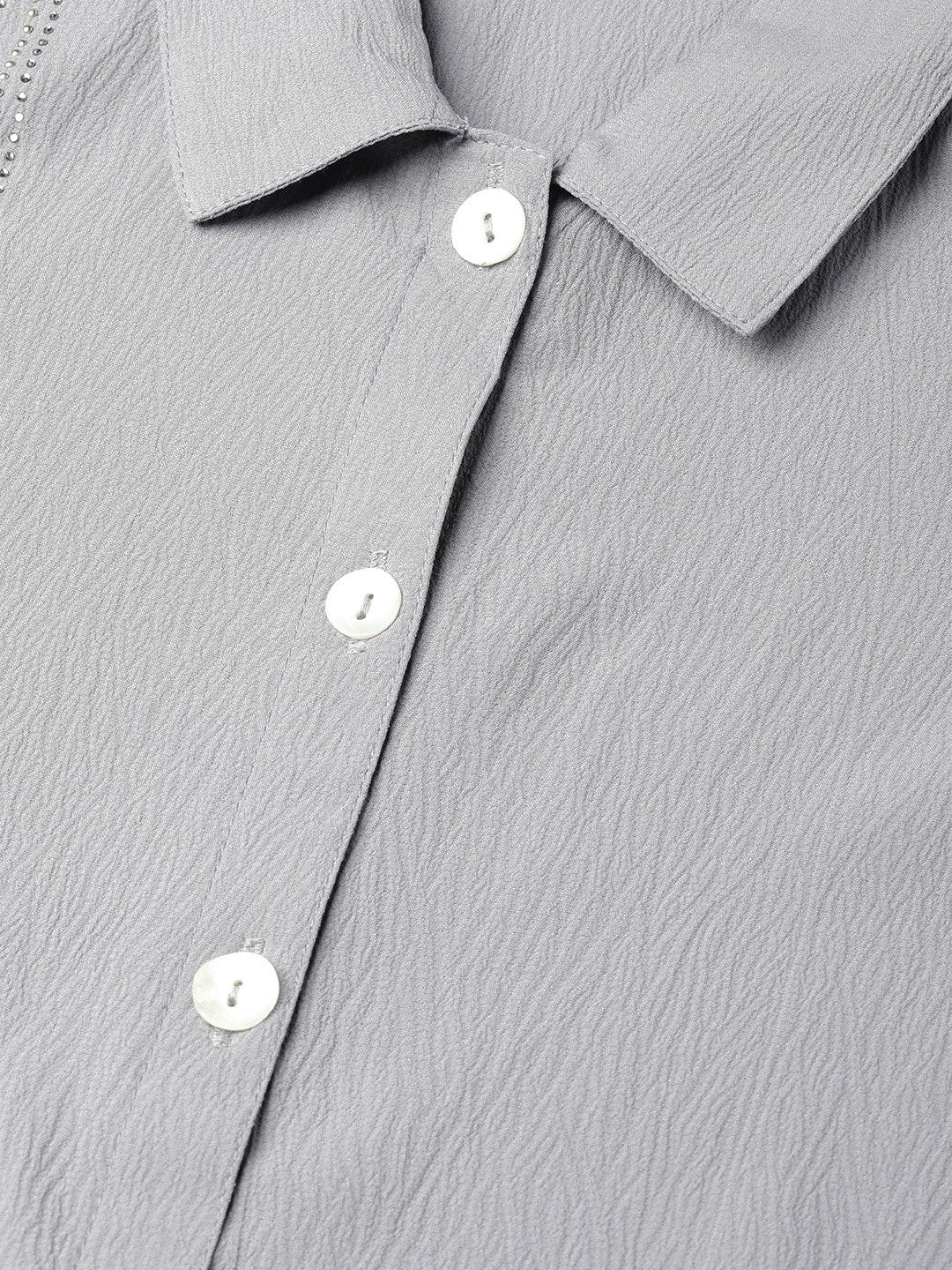 Jompers Women Grey Regular Fit Crinkled Effect Casual Shirt