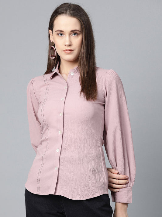 Jompers Women Purple Regular Fit Crinkled Effect Casual Shirt
