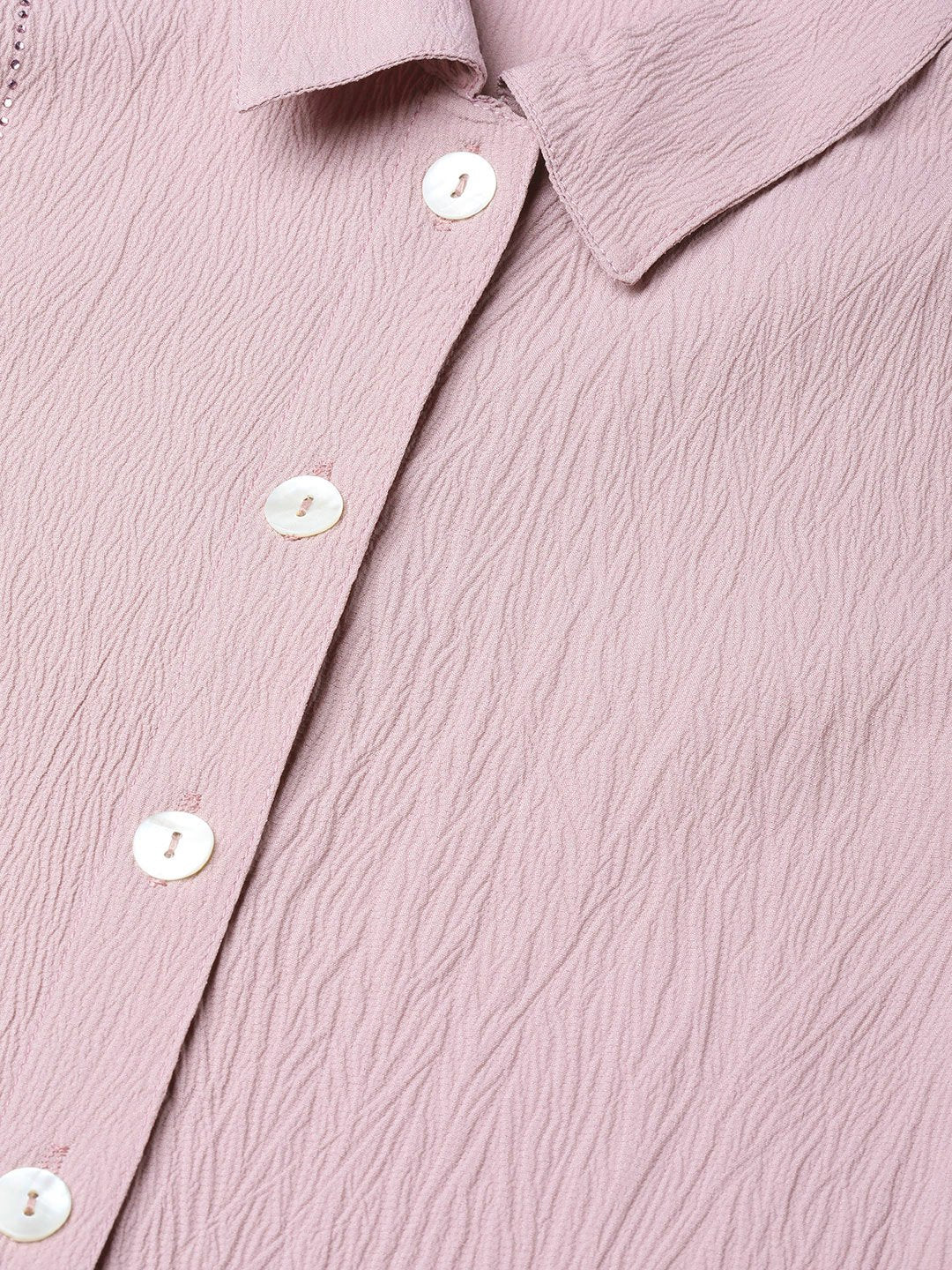 Jompers Women Purple Regular Fit Crinkled Effect Casual Shirt
