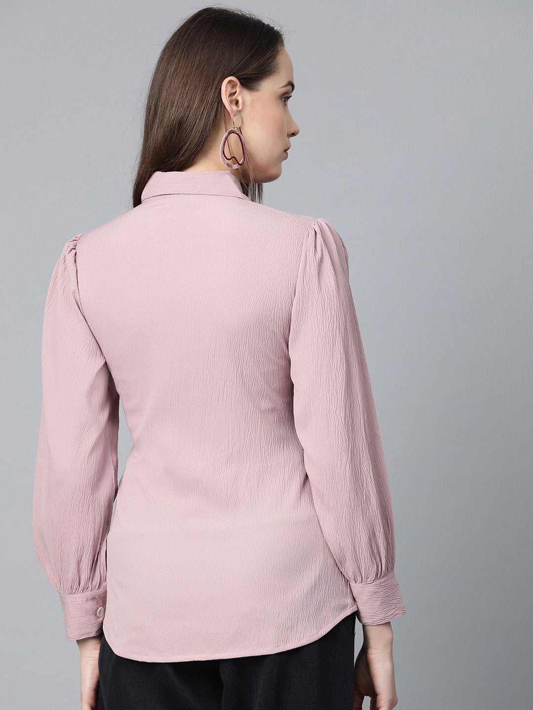 Jompers Women Purple Regular Fit Crinkled Effect Casual Shirt
