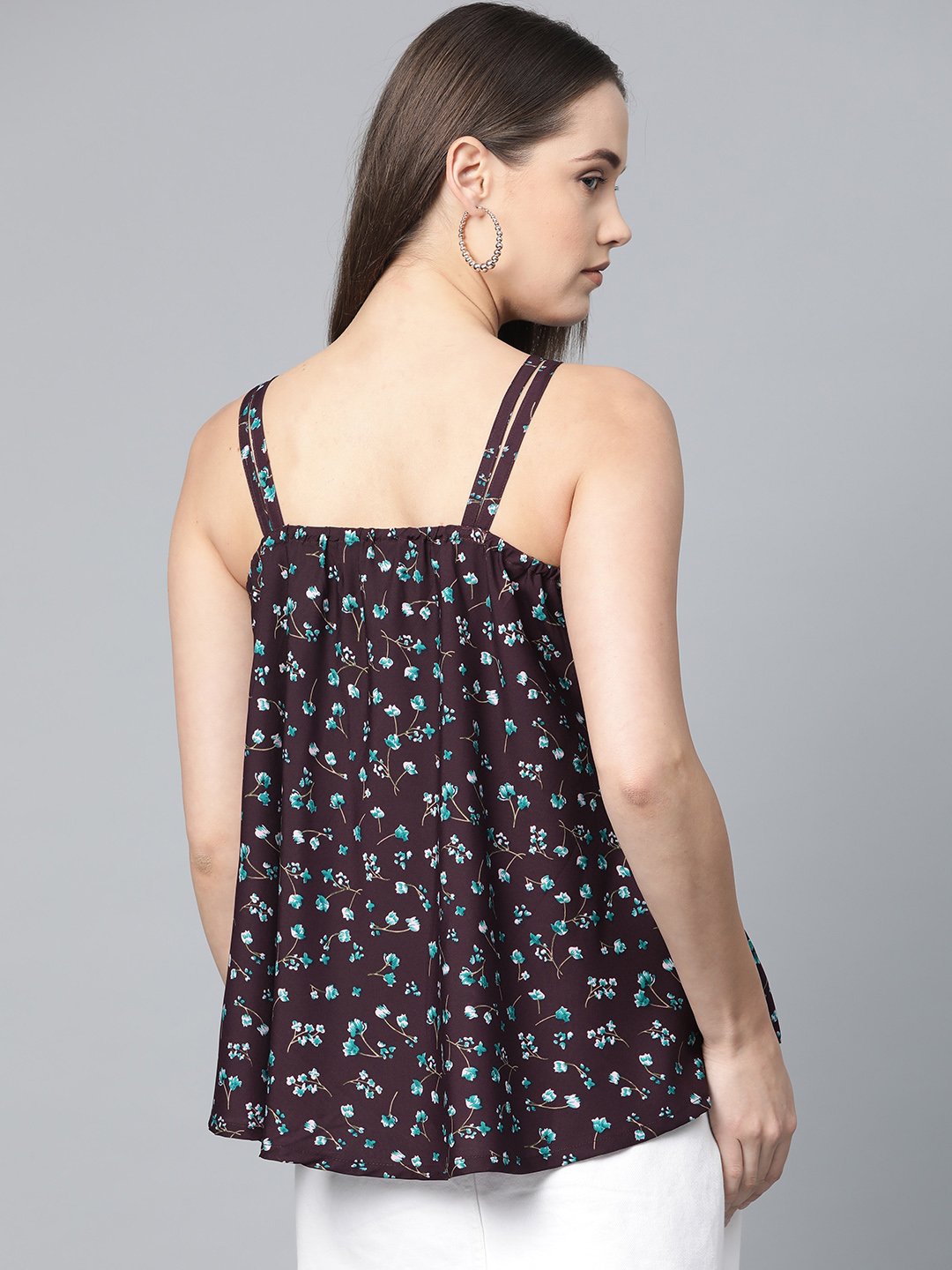 Jompers Women Purple & Blue Printed A-Line Top