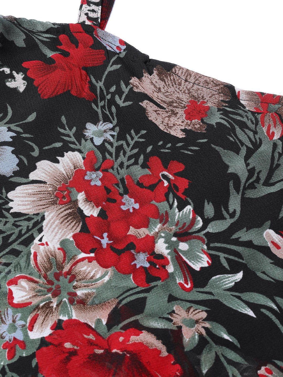 Jompers Women Black & Red Printed Tiered Top