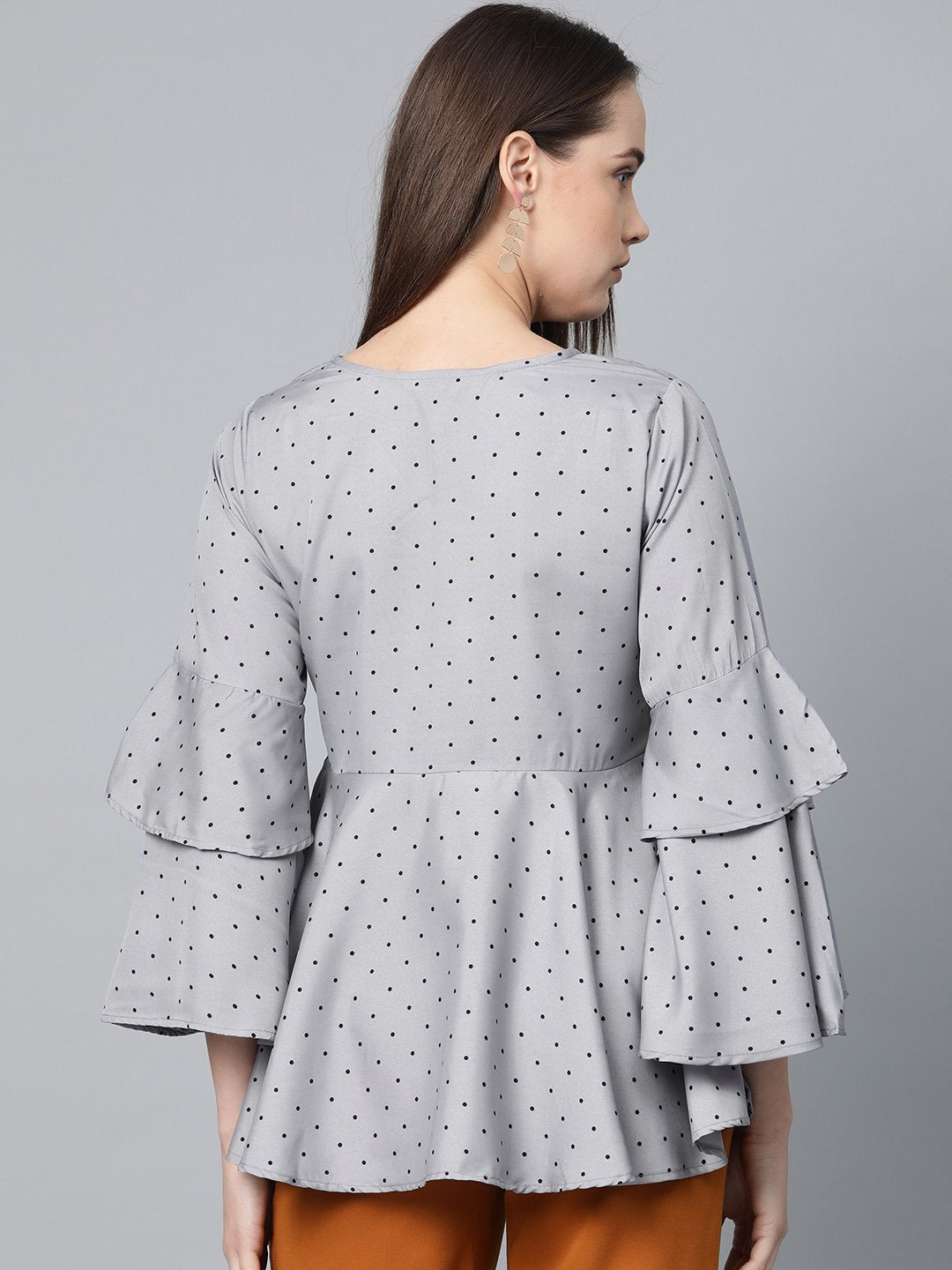 Jompers Women Grey & Black Printed A-Line Top