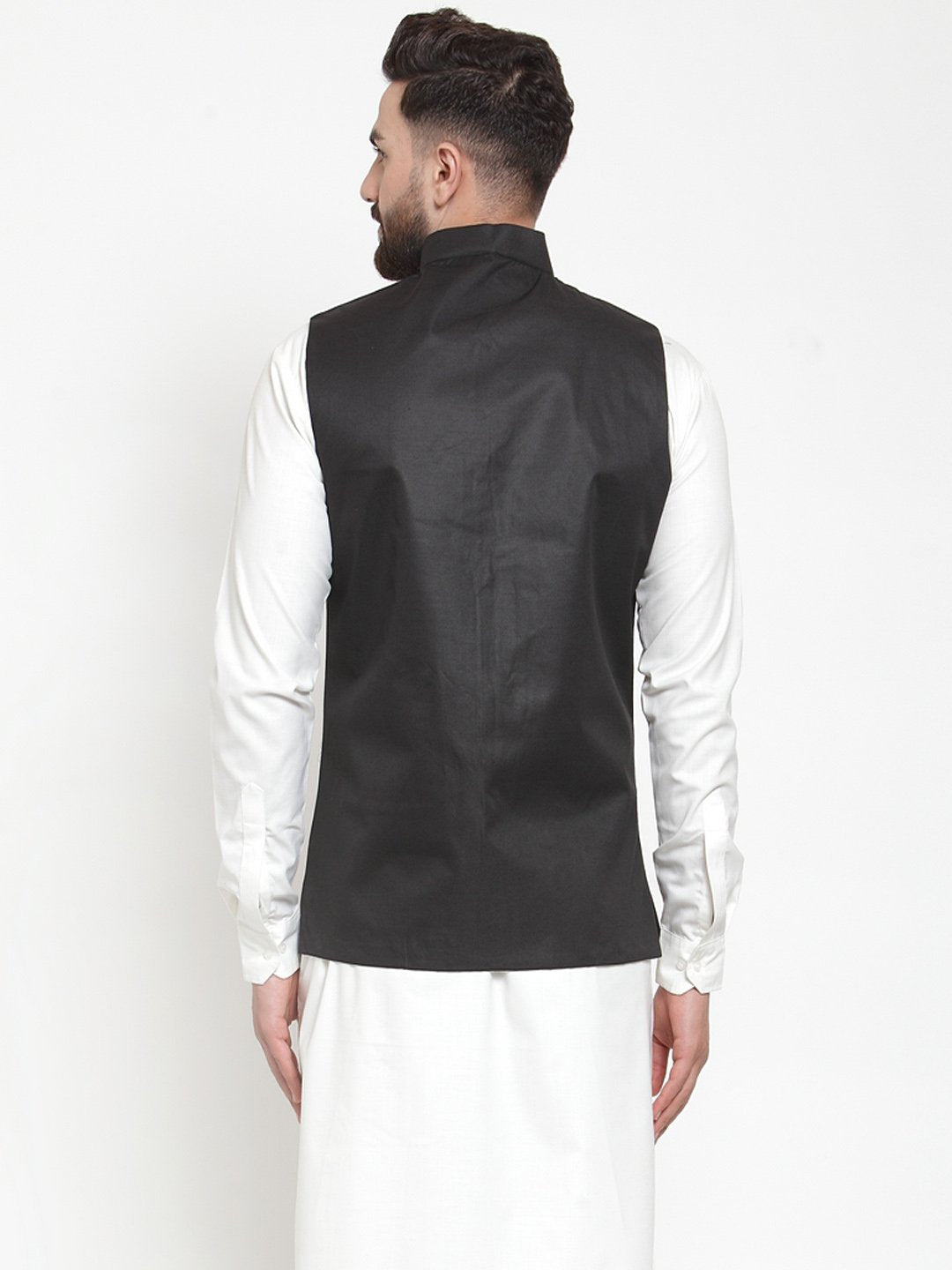 Jompers Men Black Solid Nehru Jacket