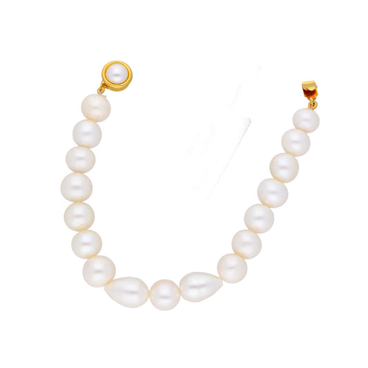 J Pearls Single Line White Pearl Bracelet - Real Pearl Jewelry - Grab2buy