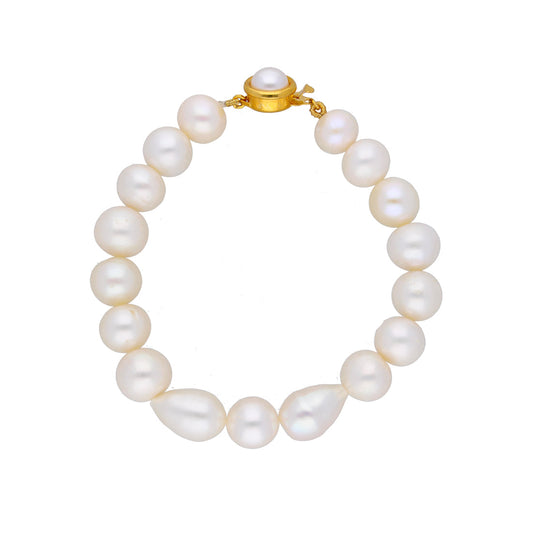 J Pearls Single Line White Pearl Bracelet - Real Pearl Jewelry - Grab2buy
