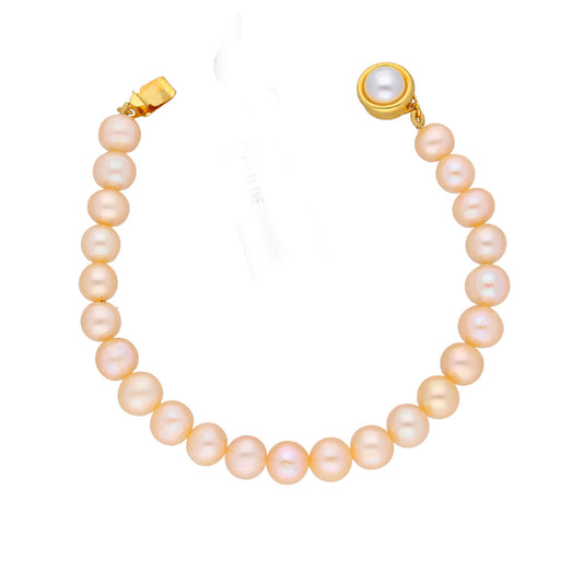 J Pearls Single Line Pink Pearl Bracelet - Real Pearl Jewelry - Grab2buy