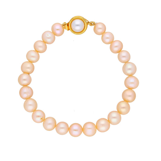 J Pearls Single Line Pink Pearl Bracelet - Real Pearl Jewelry - Grab2buy