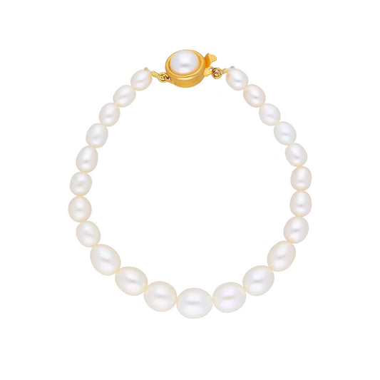 J Pearls White Charm Pearl Bracelet - Real Pearl Jewelry - Grab2buy