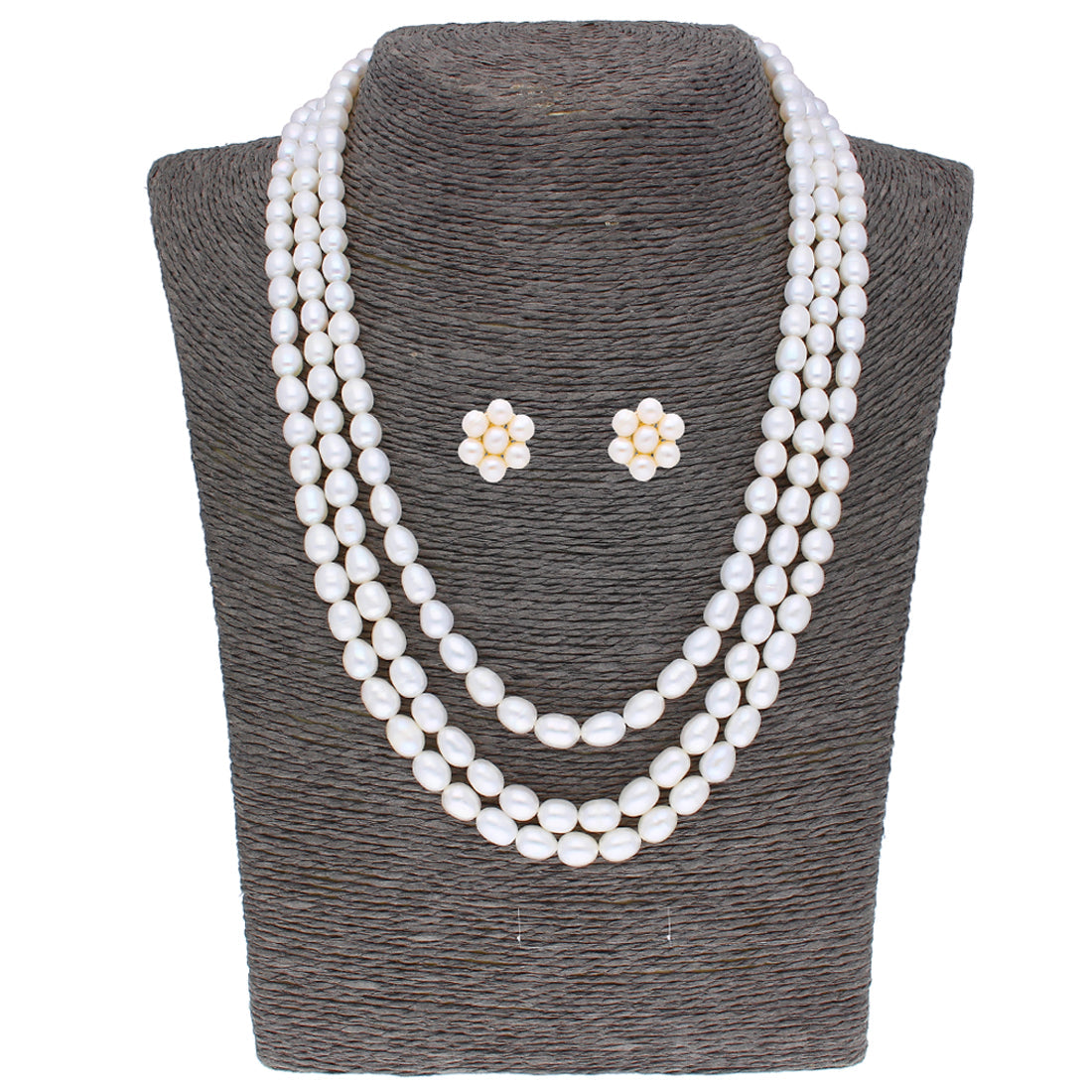 J Pearls 3 String Pearl Necklace - Real Pearl Jewelry - Grab2buy