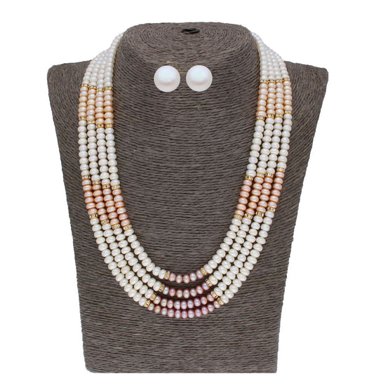 J Pearls 4 Line Pearl Set - Real Pearl Jewelry - Grab2buy