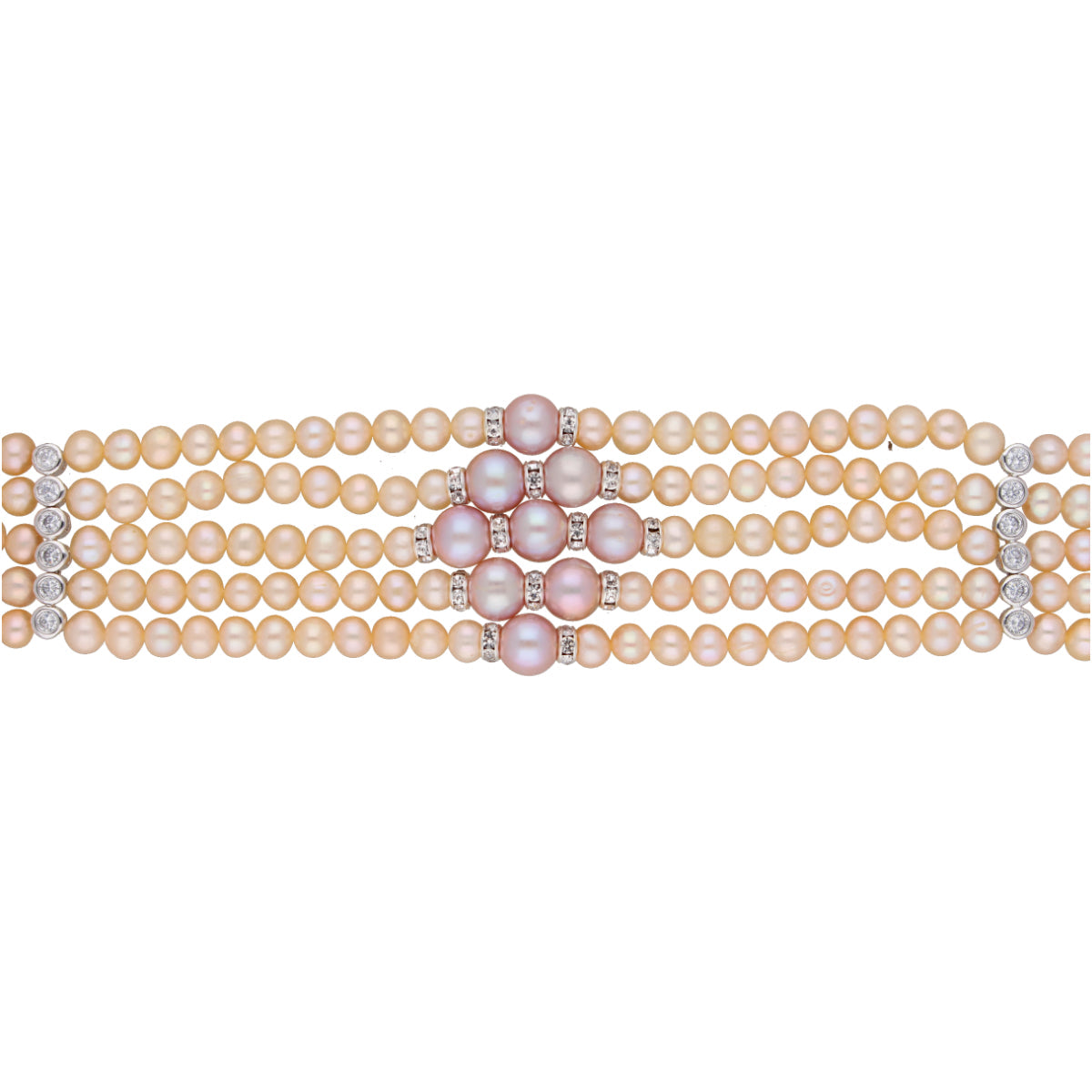 J Pearls Jaahnavi 5 Lines Round Pearl Choker - Real Pearl Jewelry - Grab2buy