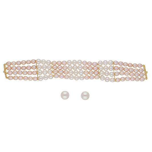 J Pearls Jabala 4 Lines Pearl Choker - Real Pearl Jewelry - Grab2buy
