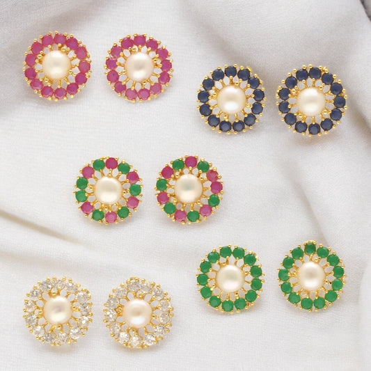 J Pearls Rhea Pearl Earrings Pack 5