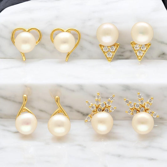 J Pearls Zuri Pearl Earrings Pack 4