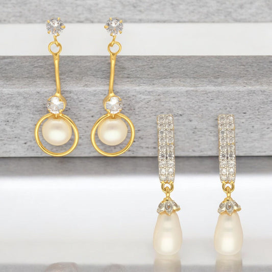 J Pearls Vyom Pearl Earrings Pack 2
