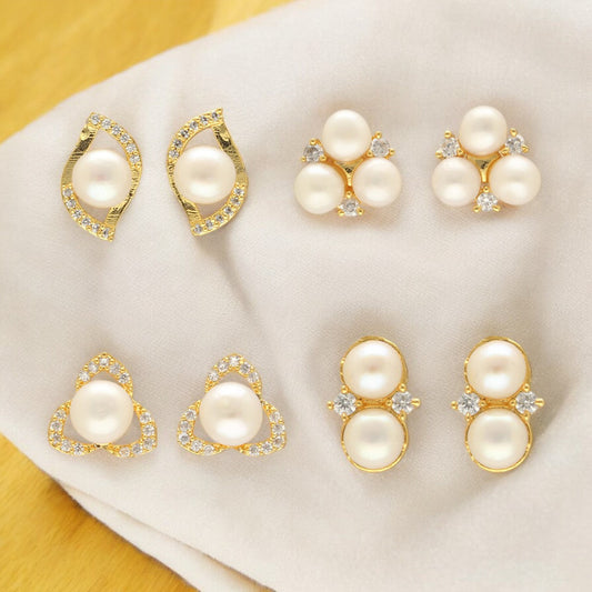 J Pearls Tanay Pearl Earrings Pack 4