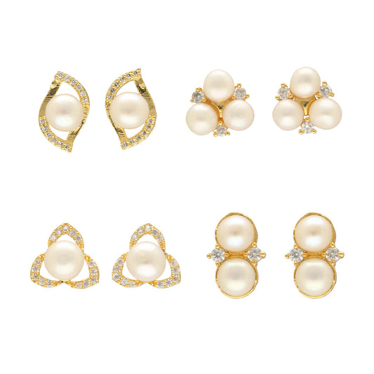 J Pearls Tanay Pearl Earrings Pack 4