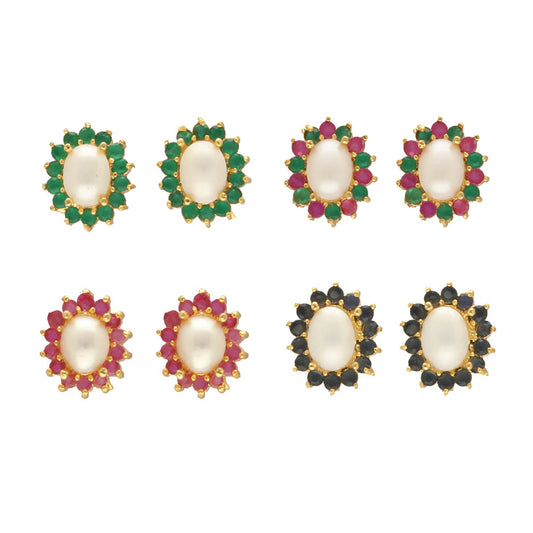 J Pearls Lubov Pearl Earrings Pack 4