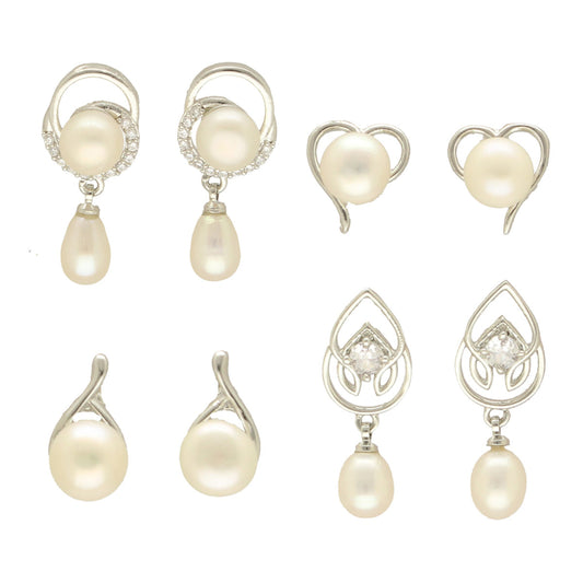 J Pearls Girik Pearl Earrings Pack 4