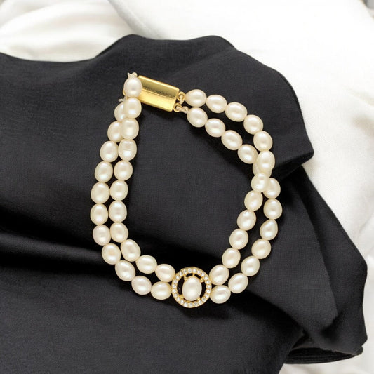 J Pearls Caralin Dual Line Pearl Bracelet