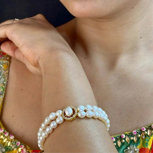 J Pearls Caralin Dual Line Pearl Bracelet