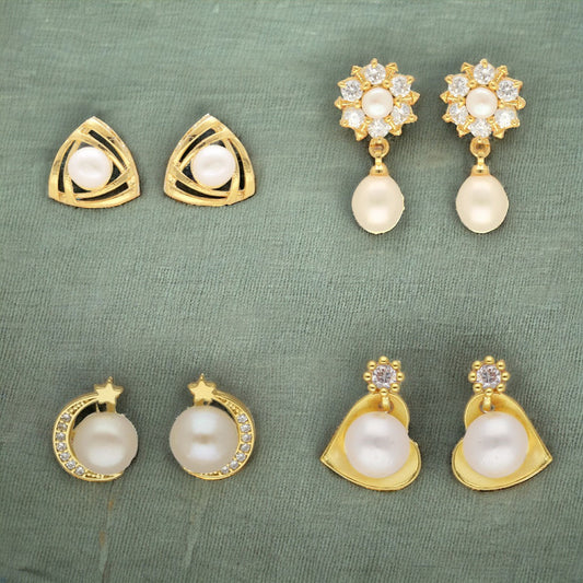 J Pearls Elegance Combo Of 4Pair Earrings