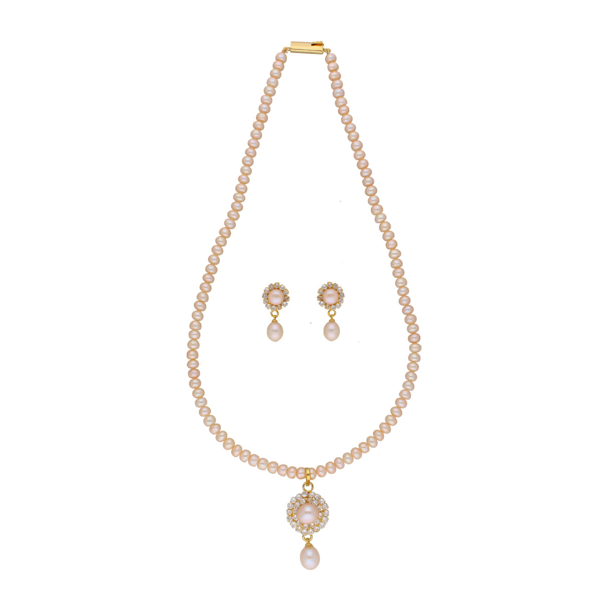 J Pearls Qushi 1 Line Button Pearl Set - Real Pearl Jewelry - Grab2buy