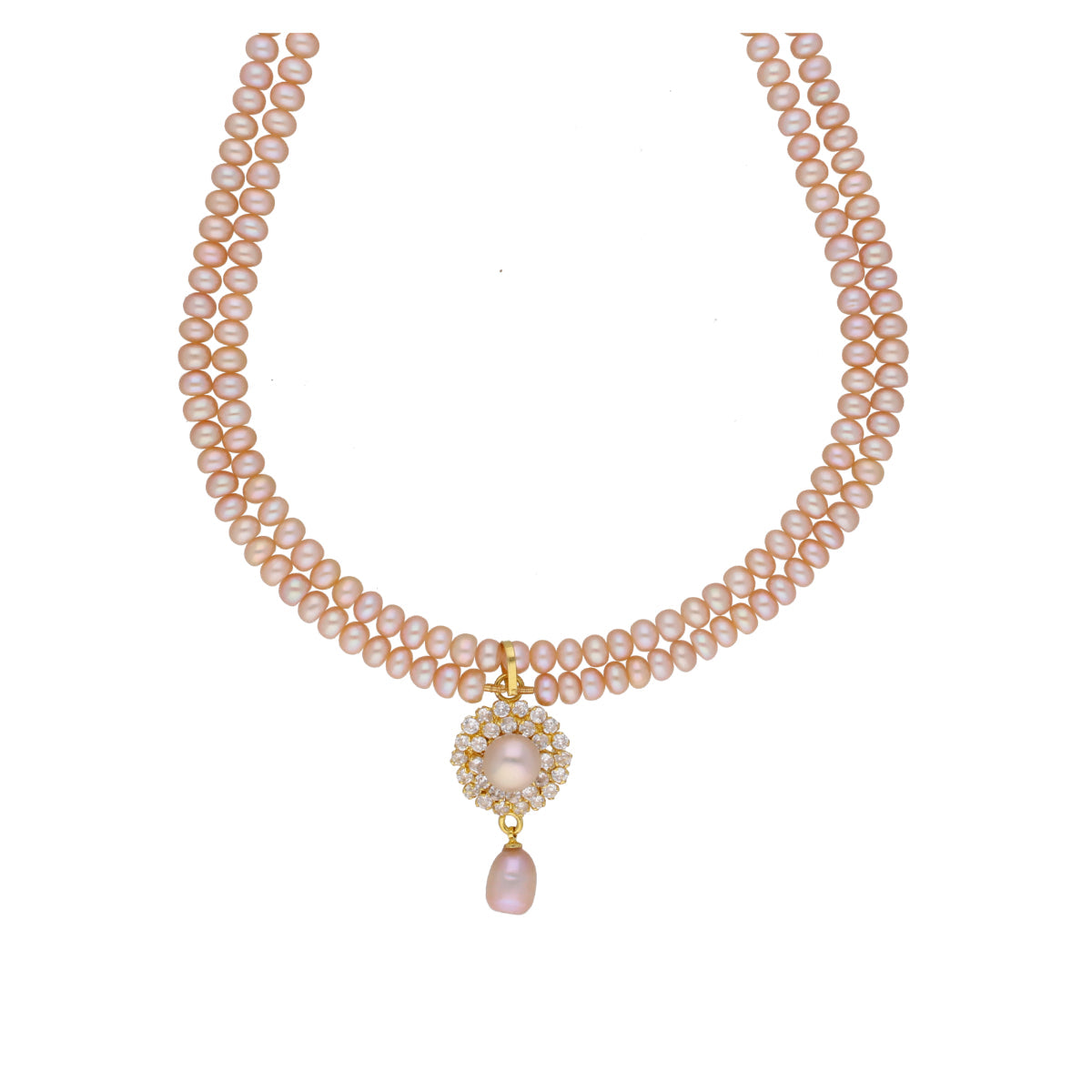 J Pearls Siddhi 2 Lines Button Pearl Set - Real Pearl Jewelry - Grab2buy