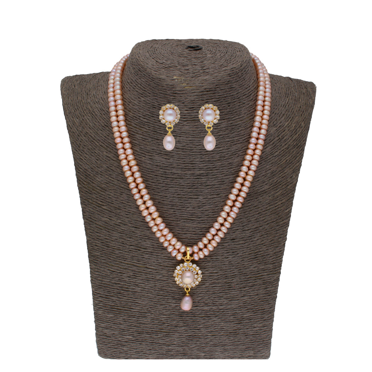 J Pearls Siddhi 2 Lines Button Pearl Set - Real Pearl Jewelry - Grab2buy