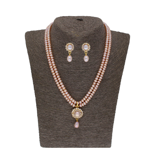 J Pearls Siddhi 2 Lines Button Pearl Set - Real Pearl Jewelry - Grab2buy