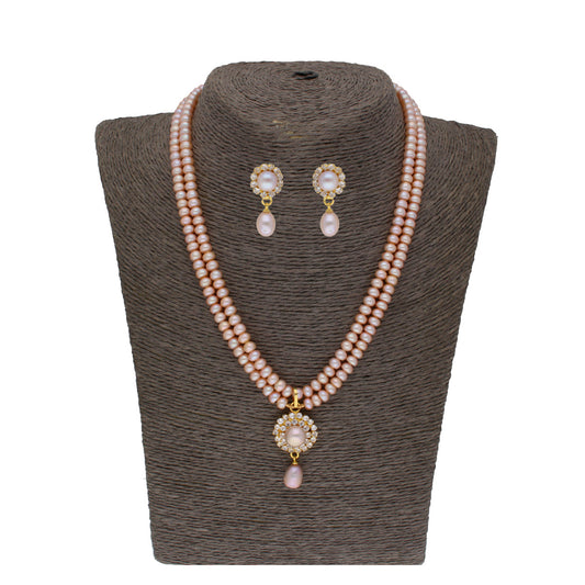 J Pearls Siddhi 2 Lines Button Pearl Set - Real Pearl Jewelry - J Pearls