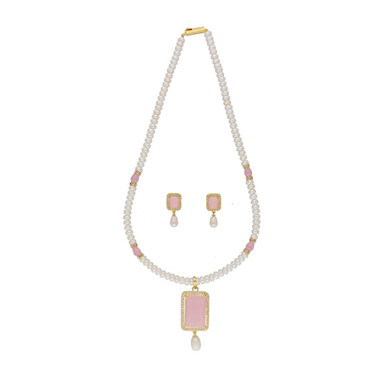 J Pearls Anahita 1 Line Square Pearl Set - Real Pearl Jewelry - Grab2buy