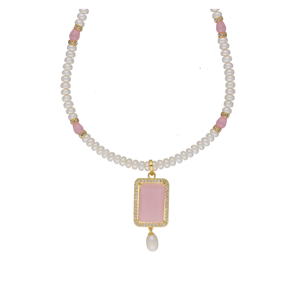 J Pearls Anahita 1 Line Square Pearl Set - Real Pearl Jewelry - Grab2buy