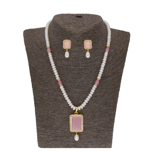 J Pearls Anahita 1 Line Square Pearl Set - Real Pearl Jewelry - Grab2buy