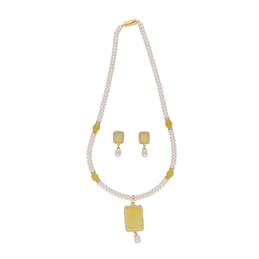 J Pearls Daksina 1 Line Square Pearl Set - Real Pearl Jewelry - Grab2buy